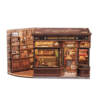 CuteBee街角咖啡店手工diy小屋房子微缩场景拼装3D建筑模型礼物女