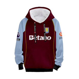 25-26赛季阿斯顿维拉队服同款足球衣服连帽卫衣套头男女球迷外套