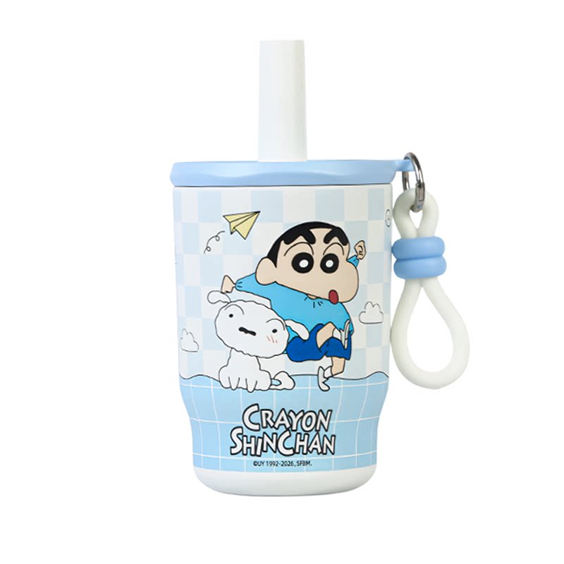 蜡笔小新吸管保温水杯带茶仓