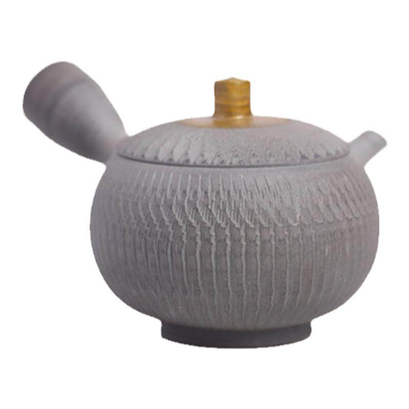 日本常滑烧 寿仙 15A波纹金彩150ml 纯手工日式紫砂侧把陶茶壶