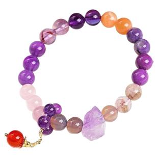 已祝福九紫离火手串补喜用五行金木水火土天然多宝紫水晶手链女神