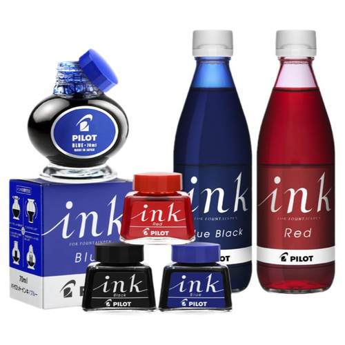 日本百乐PILOT非碳素墨水不堵笔钢笔墨水30ml瓶装INK-30原装进口红蓝黑色78g/笑脸/贵妃小瓶学生用墨液旗舰店