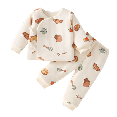 冬季厚款新生儿棉衣裤套装加厚三层夹棉纯棉分体男女宝宝满月衣服