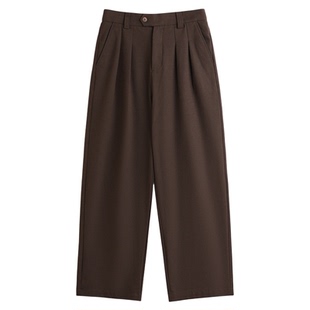 秋冬复古老钱风松弛感简约风高腰直筒休闲裤宽松垂感西裤长裤男