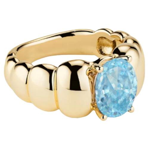 【Puff膨胀可颂宝石戒指】TENCOO个性海蓝宝s925银小众戒指