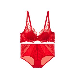 夏娃的诱惑性感蕾丝红色内衣内裤结婚新娘本命年2025新款文胸套装