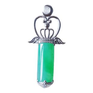 【现货】缅甸正品A货翡翠18k金冰阳绿玉柱仙女魔法棒吊坠天然翡翠