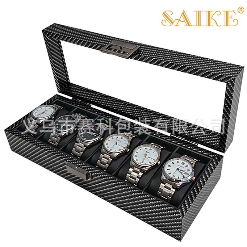 [复古版]现货批发木质木质位箱子6盒手表位收纳展示表手表6黑胡桃