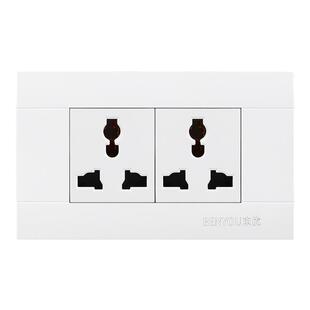 118型开关面板多功能三孔一开家用墙壁暗装六孔9九十二孔电源插座