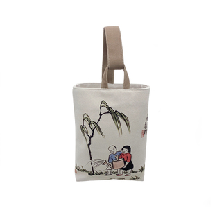 人间可爱丰子恺民国潮手提遛弯水桶包包手腕手机收纳袋博物馆文创