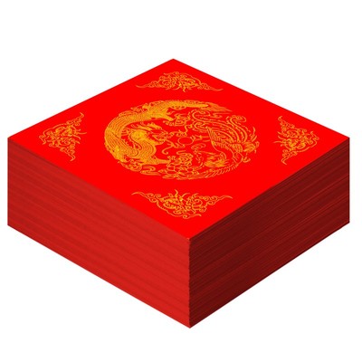 万年红手写福字纸正方形2026新款宣纸洒金大红纸书法专用纸对联春联A4四尺六尺整张对开斗方纸张呈祥