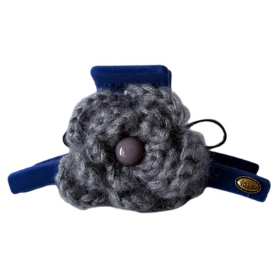 花朵抓夹~秋冬毛线鲨鱼夹大号