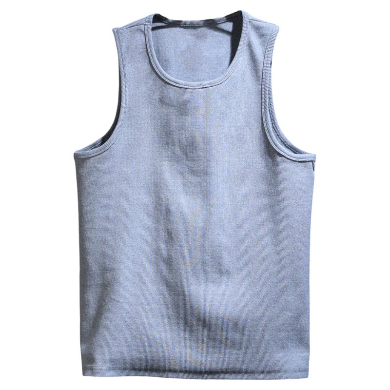韩国潮牌螺纹高弹背心 夏季男士纯色重磅修身无袖T恤运动休闲汗衫