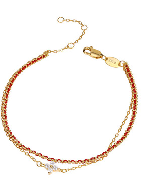 S925纯银四叶草双层叠戴编织手绳