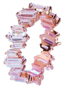 D色莫桑石阶梯戒指简约