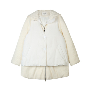 BLANK LABEL极简高级90白鸭绒加厚针织假两件连帽羽绒服女上衣冬