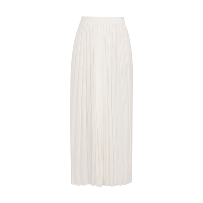 miorastudio法式复古柔光白竖条纹针织垂感半身裙 松紧腰褶皱裙子