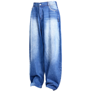 Gecko美式宽松牛仔裤水洗阔腿直筒裤男女同款梨形身材拖地牛仔裤