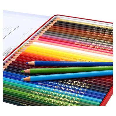 日本uni三菱铅笔油性彩色铅笔木杆绘画彩铅880画画专业12色学生专用铁盒套装开学季送礼礼物24色36色旗舰店