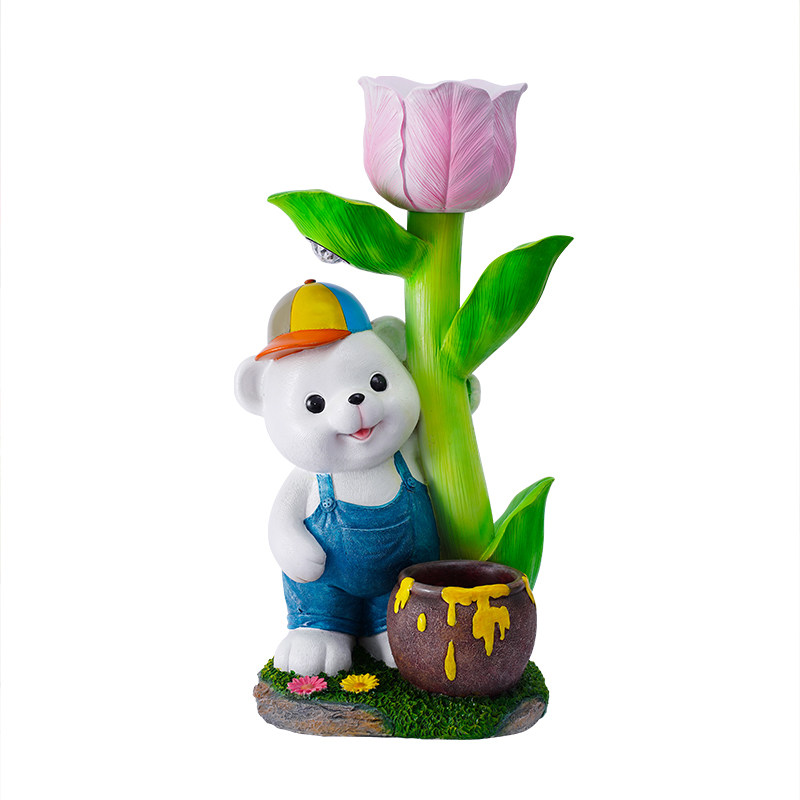 花园布置庭院小熊花盆