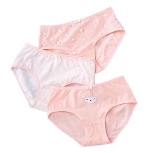 顶瓜瓜女童内裤纯棉三条装 顶呱呱儿童学生小女孩三角裤宝宝短裤