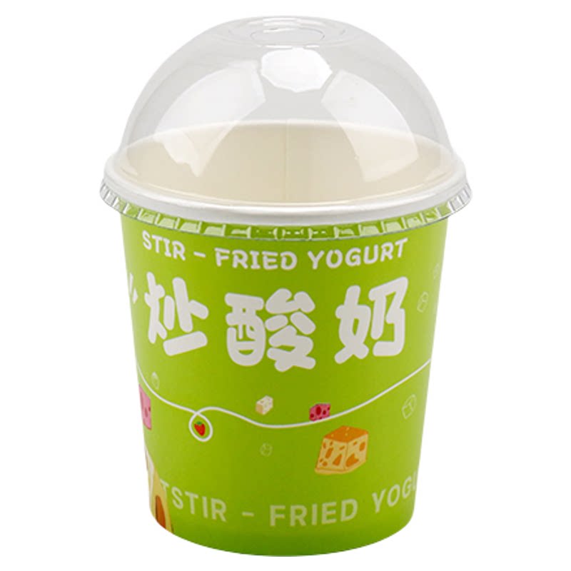 加厚一次性带盖炒酸奶纸碗