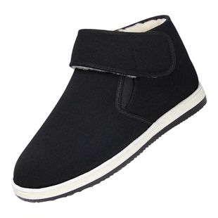 老北京棉鞋男冬季保暖加绒中老年复古传统老式棉鞋千层底布鞋高帮