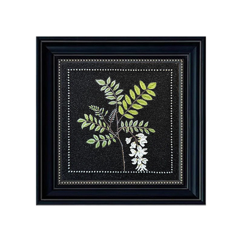 中古风花卉石英砂肌理画DIY材料