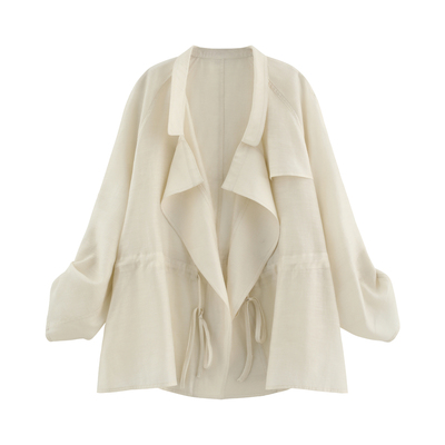 极简翻领结构感抽绳外套