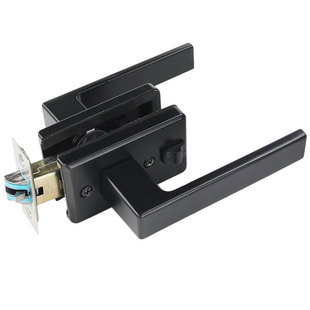 玻璃门极简门锁厨房简边框平开三杆锁卫生间铝合金门黑色分体锁把