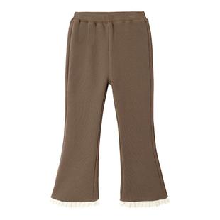 皇室童缘女童喇叭裤加绒加厚打底裤秋冬长裤中大童花边冬装阔腿裤