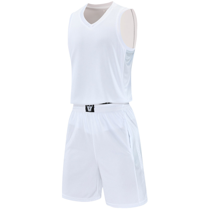 美式篮球服套装定制球队比赛训练服中大学生队服背心球衣S018白色