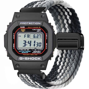 适用卡西欧G-SHOCK小方块GW-M5610手表带gwb5600磁吸编织透气腕带