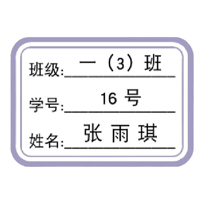 小学生大号自粘单色白底姓名贴