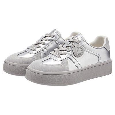 MILLIE'S/妙丽圆头厚底高帮鞋 系带时尚女鞋简约百搭运动休闲鞋