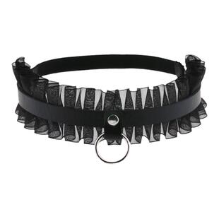 原宿新款辣妹pu皮花边腿带舞台性感蕾丝清新小圆环大腿环吊袜带女