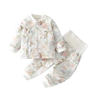 婴儿衣服秋冬分体套装婴幼儿夹棉宝宝冬装女宝内衣a类保暖冬季女8