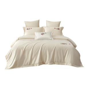 轻奢新中式花卉绣花床品四件套50支长绒棉刺绣高端中国风纯棉家纺