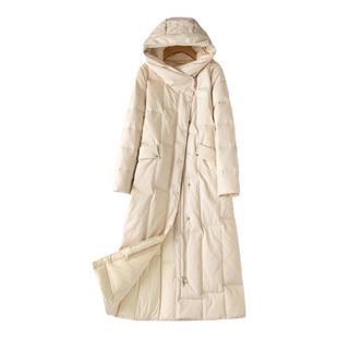 真皮羽绒服女中长款2025冬新款海宁绵羊皮皮衣过膝连帽显瘦皮大衣