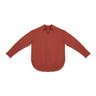 谜阿凰【棕红衬衫】新中式原创汉元素上衣女2025秋季新款日常宽松