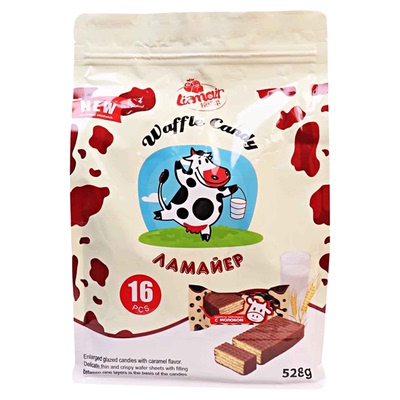 俄罗斯进口巧克力威化原装拉迈尔牛奶威化饼无代可可零食食品528g