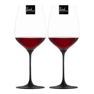 Eisch进口手工黑釉涂层红酒杯无铅水晶玻璃磨砂香槟杯酒杯高级感