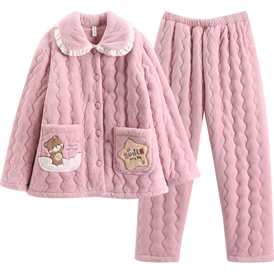 芬腾三层夹棉卡通亲子冬季家居服