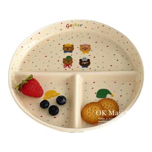 可爱卡通盘子in风211减脂分餐盘陶瓷草帽盘减肥定量盘多格餐盘