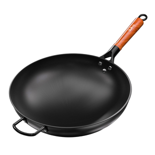 玉叶轻便老式铁锅传统炒锅家用女士炒菜圆底燃气灶已开锅无涂层