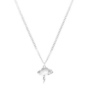 立体乌云闪电项链吊坠饰品钛钢个性蛇骨短款链男女气质冷淡风潮酷