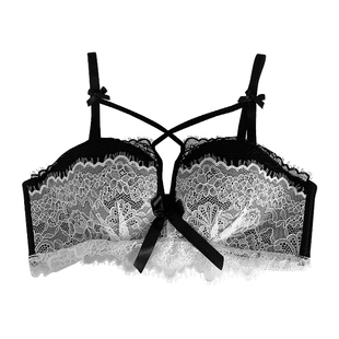 隐隐情愫 性感小胸聚拢文胸内裤女新款小香风蕾丝三角裤内衣套装