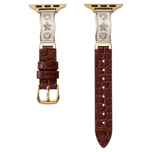 iserisewatch适用applewatch11表带苹果手表s10金属女款iwatchs9鳄鱼纹皮质SE夏季新款41mm高级ultra镶钻s6/7