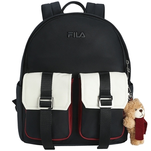 FILA 斐乐官方女包背包2025冬新款时尚休闲撞色双肩包多口袋书包