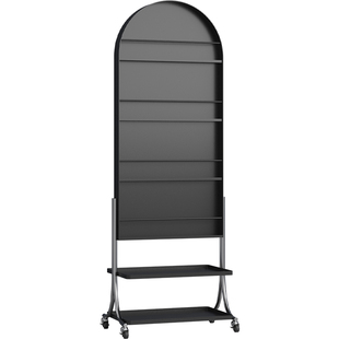 顾得简易书架落地镜子家用可移动置物架带轮客厅靠墙书报杂志架子